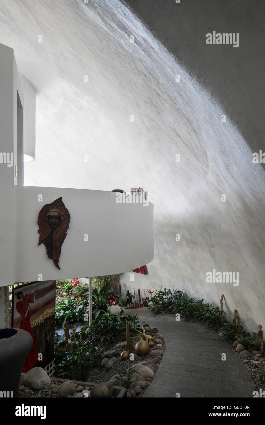 Dome and balcony interior with white walls and path. Eco Dome, Peka