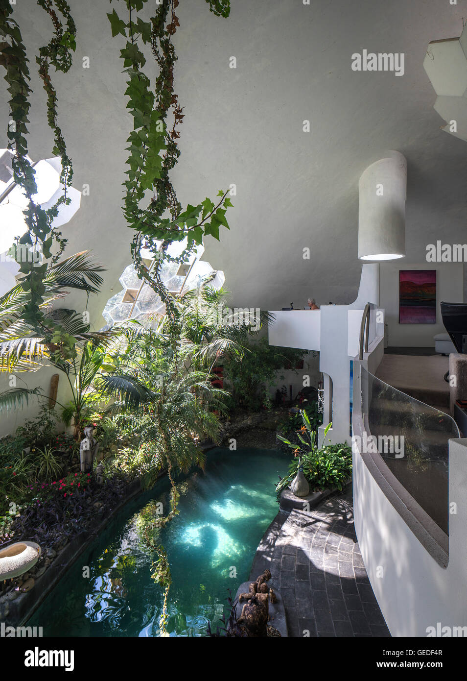 Pool balcony. Eco Dome, Peka Peka, New Zealand. Architect Fritz
