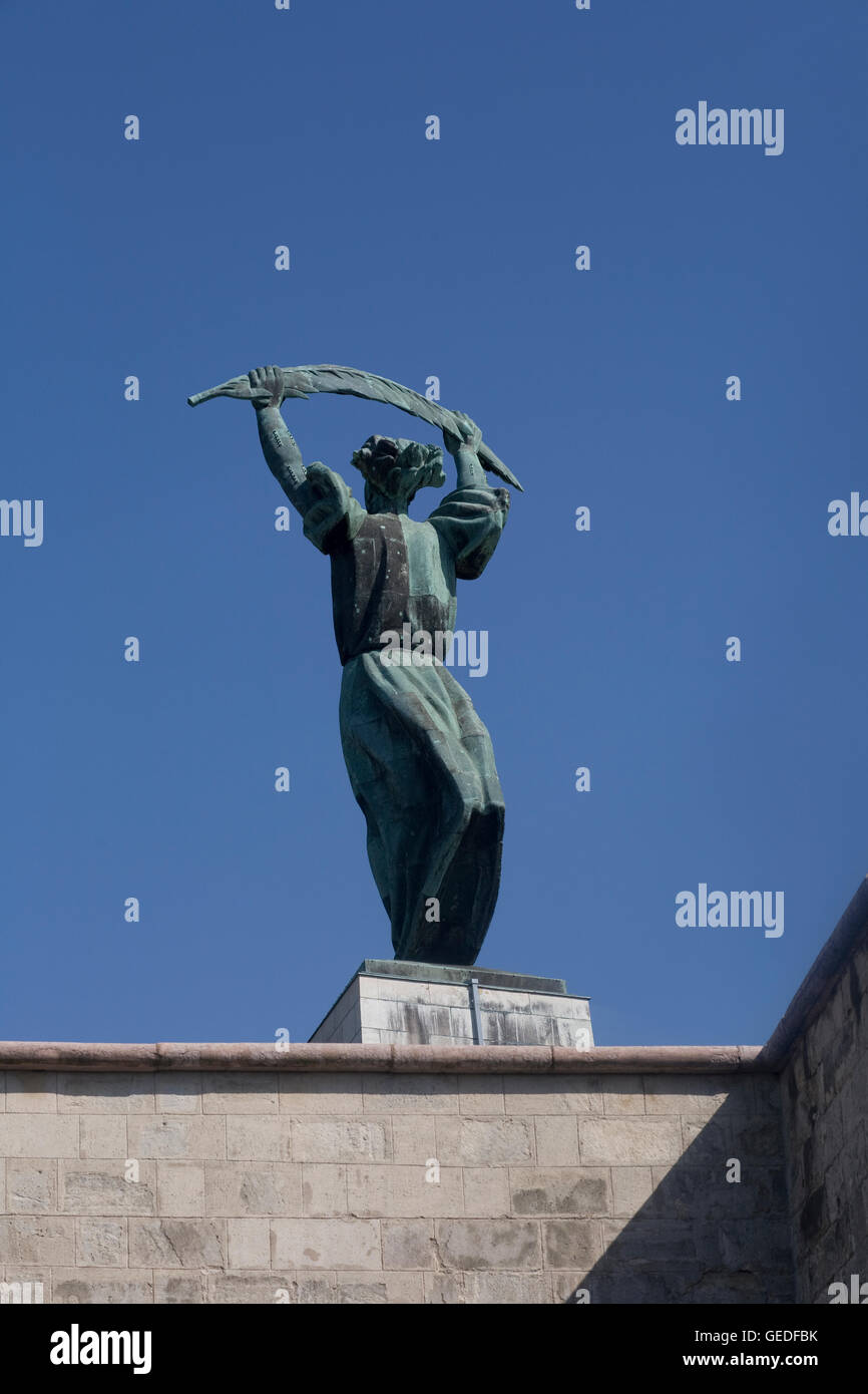 Bronze figure of Liberty monument to liberation of Budapest in 1945 Stock Photo