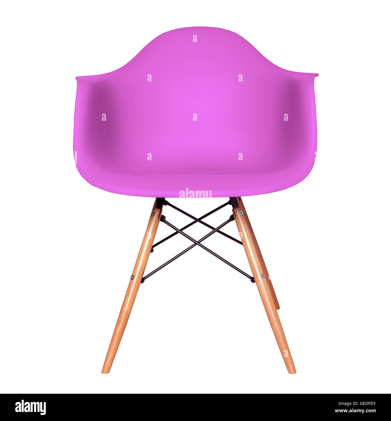 Purple color plastic chair isolated on white Stock Photo Alamy
