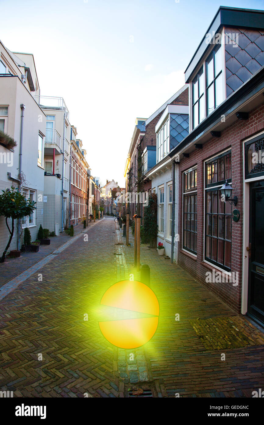Exploding ball on street in Haarlem, The Netherlands Stock Photo
