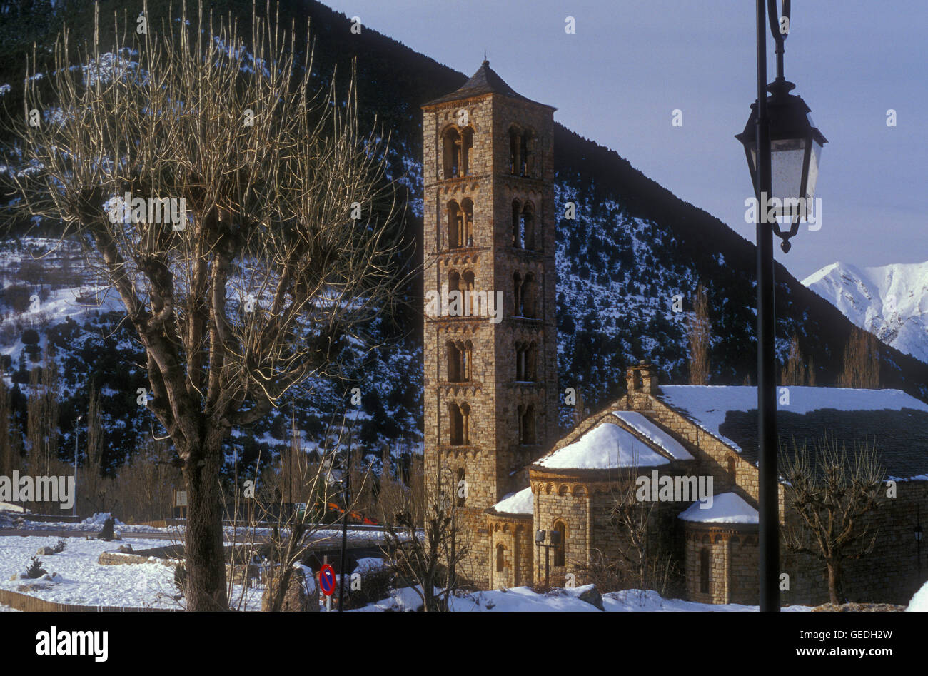 Church of Sant Climent.Romanesque church. Taüll.  Boí valley. Lleida province. Catalonia. Spain Stock Photo