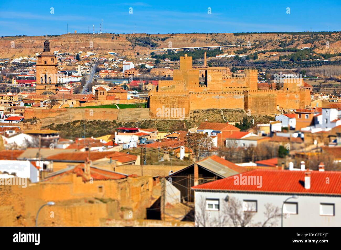 geography / travel, Spain, Overview of the town of Guadix seen from a Mirador in Plaza Padre Poveda, Province of Granada, Andalusia (Andalucia), No-Exclusive-Use Stock Photo
