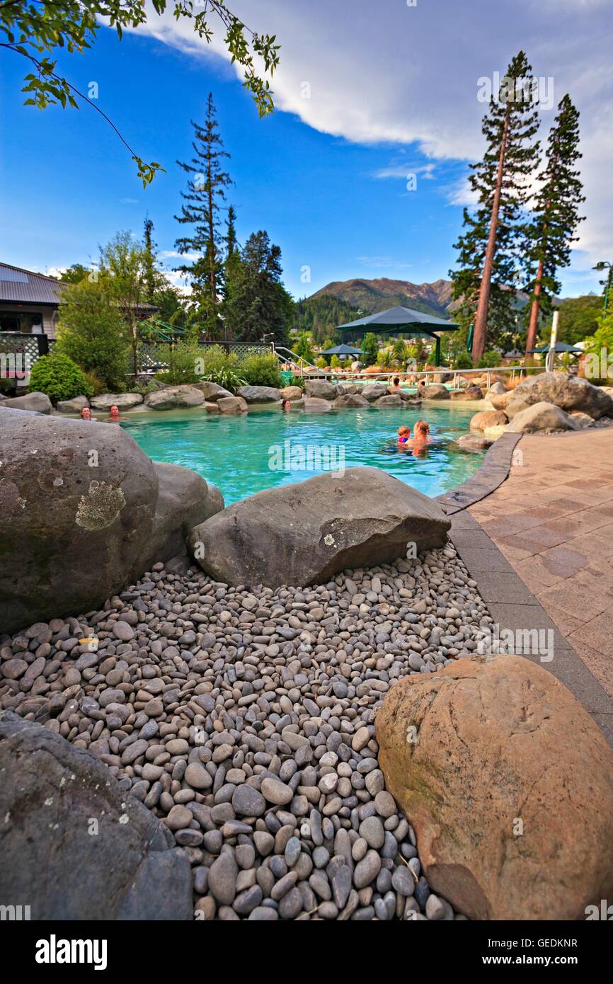 geography / travel, New Zealand, South Island, Hanmer Springs, Hanmer Springs Thermal Pools, Hanmer Springs, South Island, No-Exclusive-Use Stock Photo