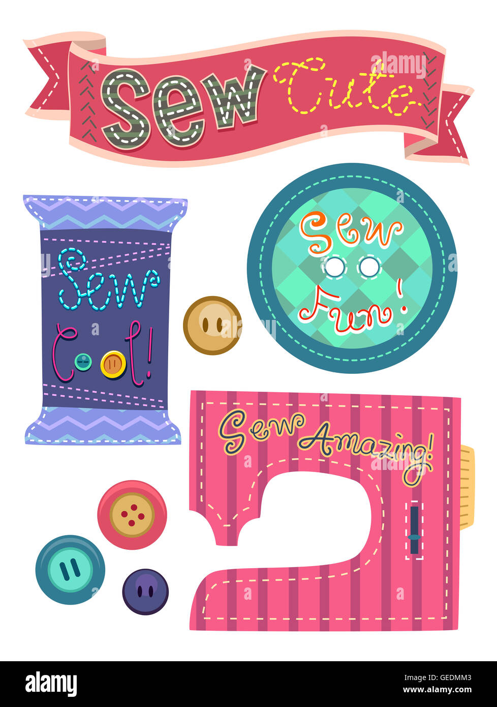 Typography Illustration Featuring the Word Sew Stock Photo Alamy