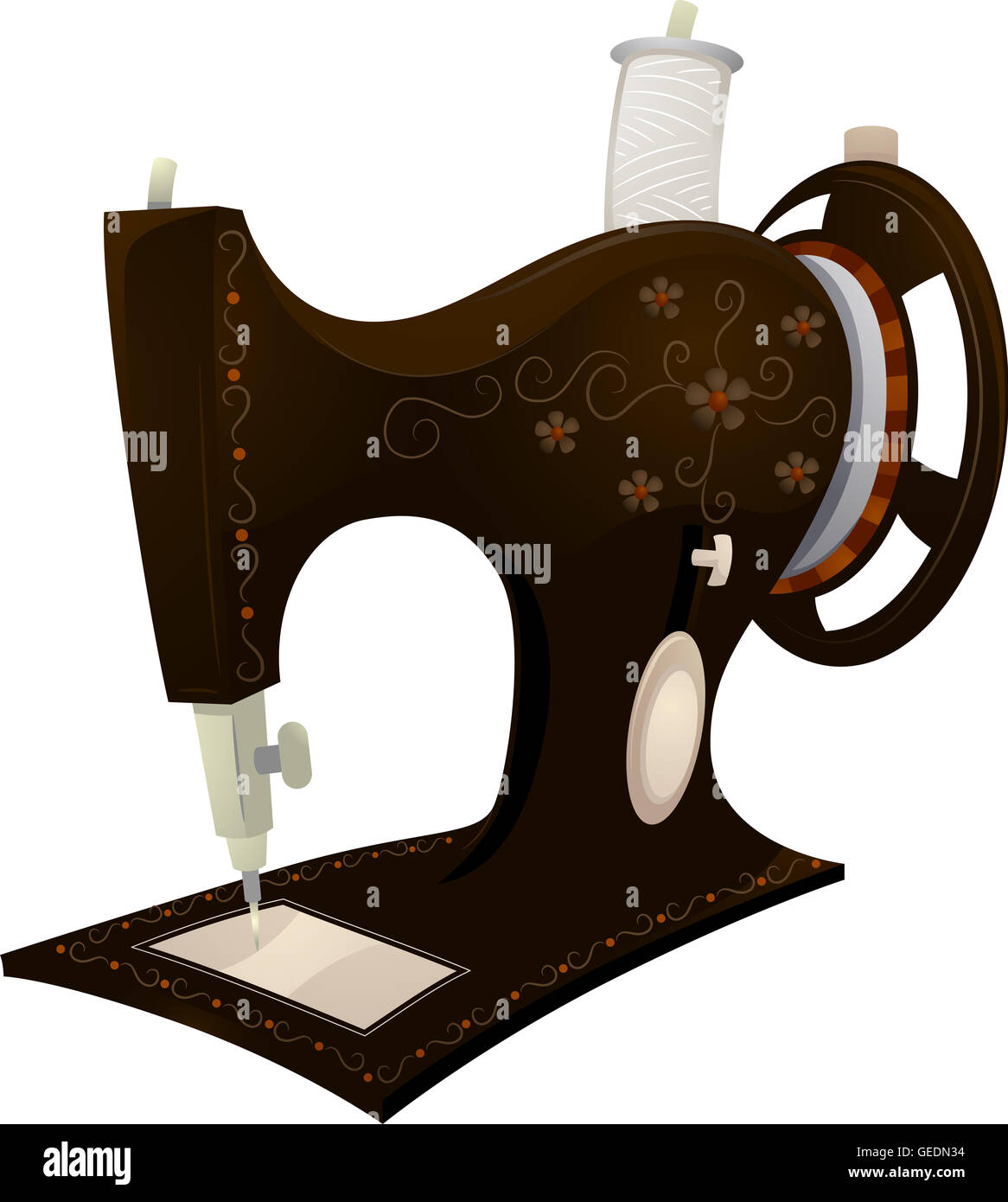 Illustration Featuring a Vintage Sewing Machine Stock Photo - Alamy