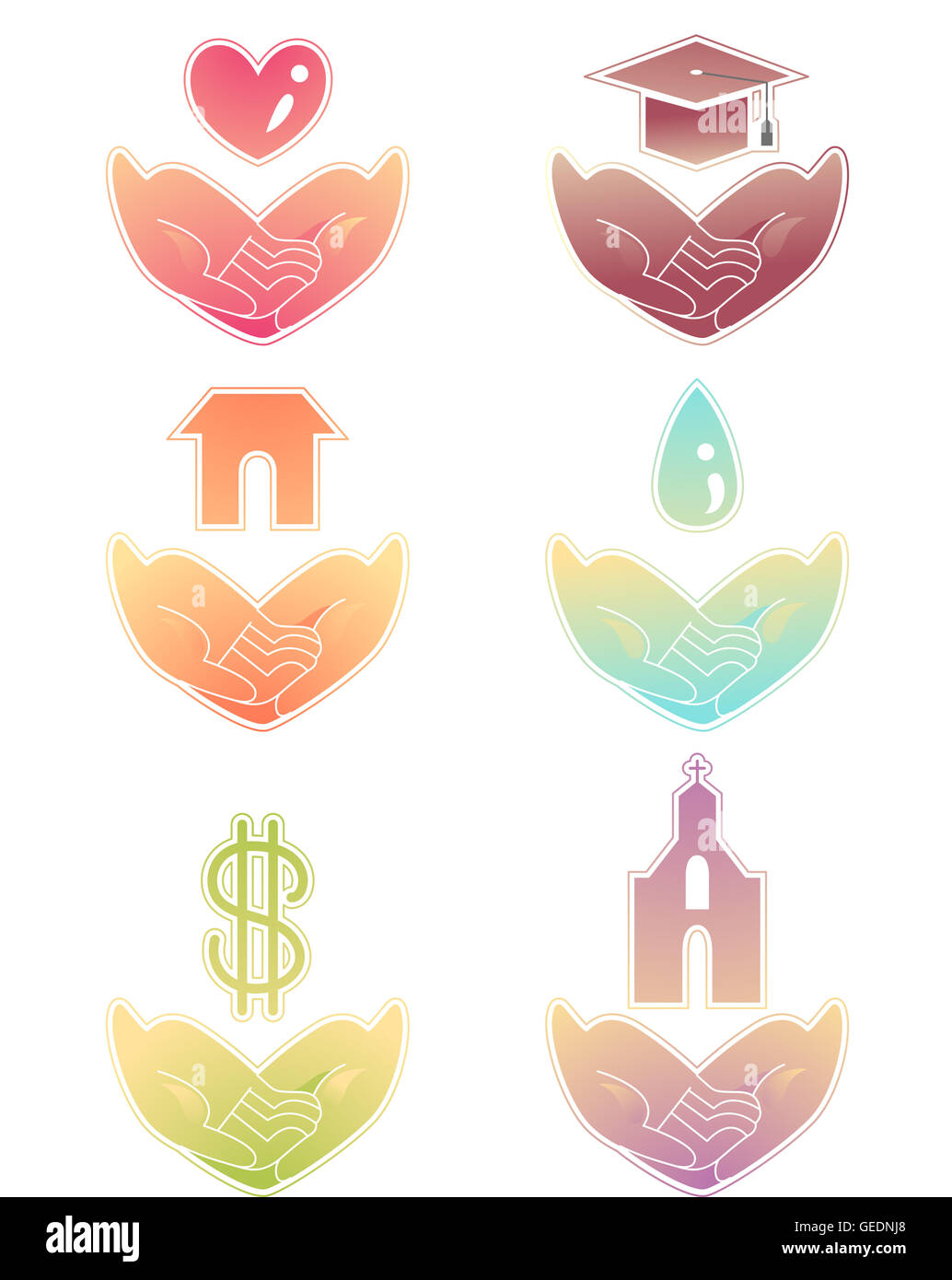 Illustration Featuring Hands Asking for Basic Needs / Donation/ Help