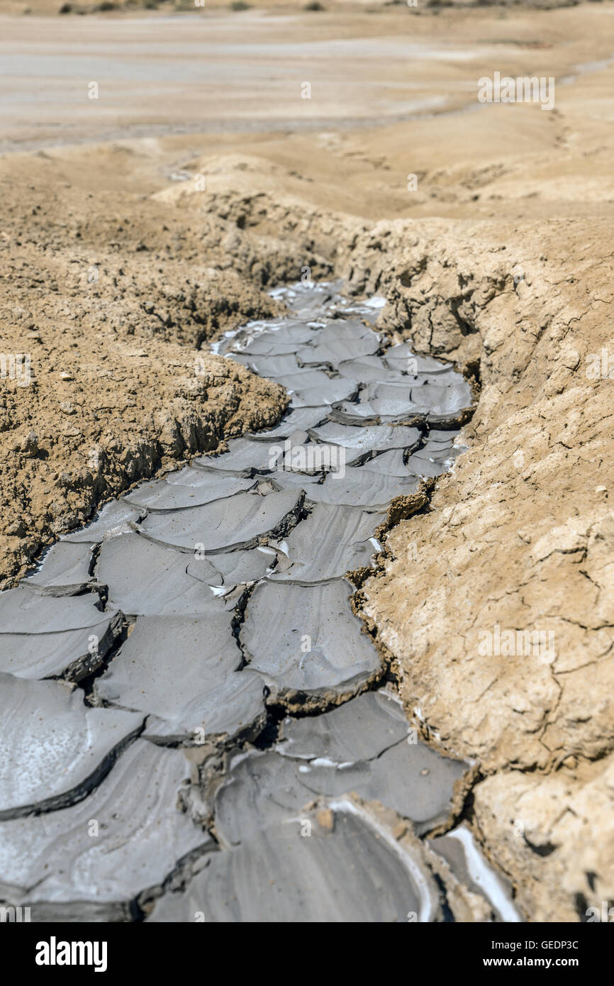 Mud volcanoes streams and flows Stock Photo