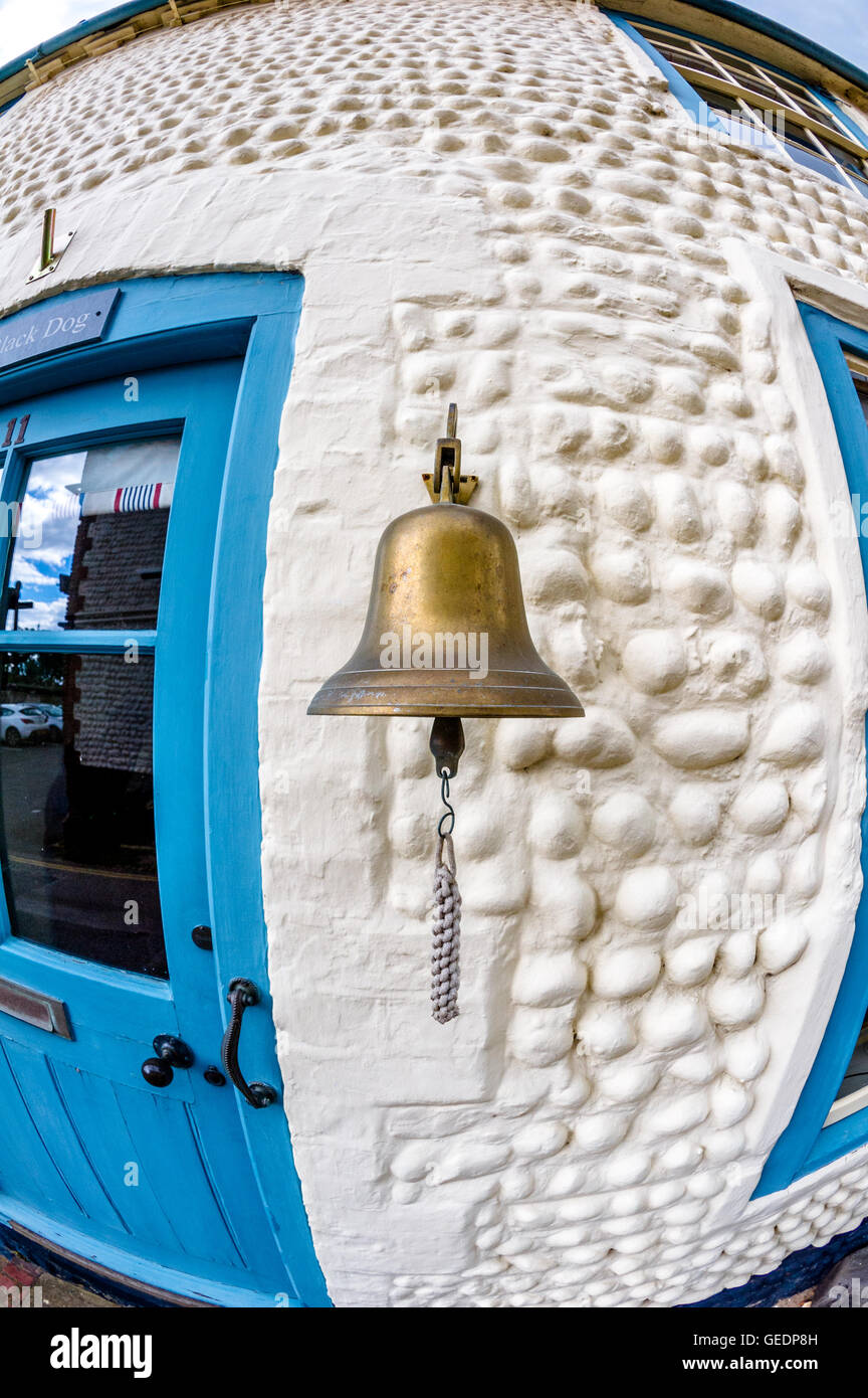 Hand operated brass ships bell used as a door bell Stock Photo Alamy