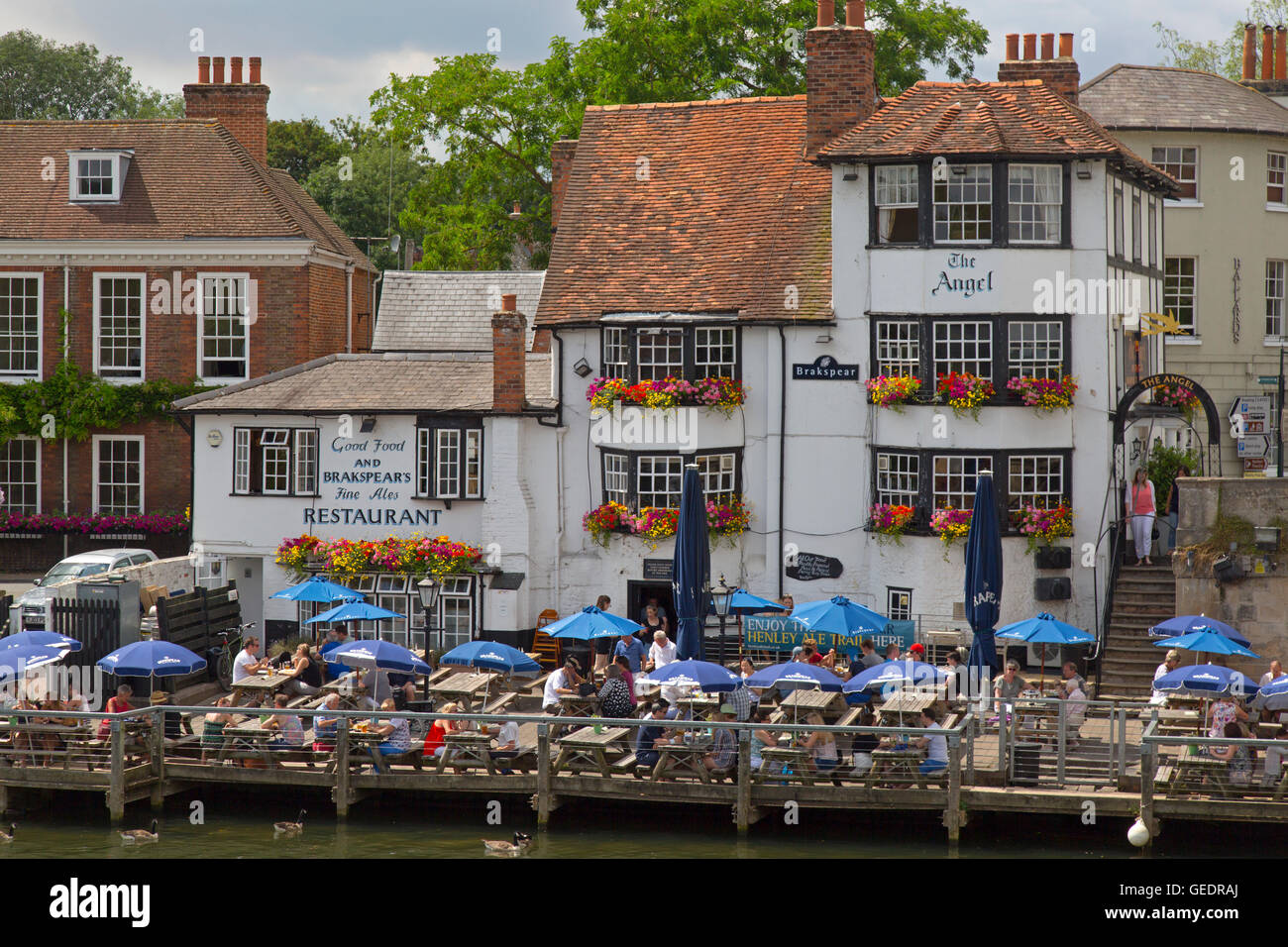 Angel pub River Thames Henley Oxfordshire UK July Stock Photo
