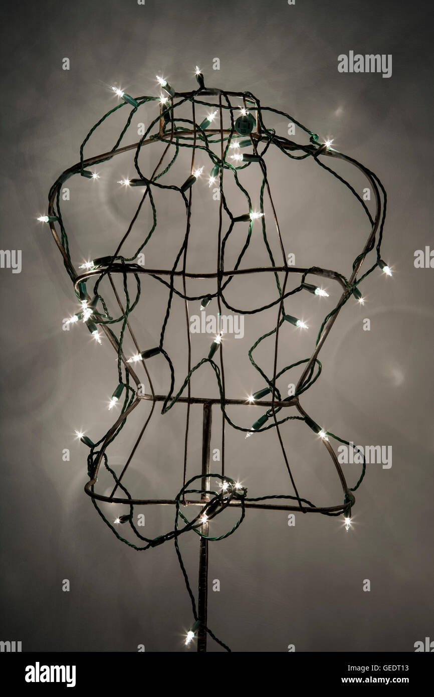 Christmas Lights on Dress Form Stock Photo
