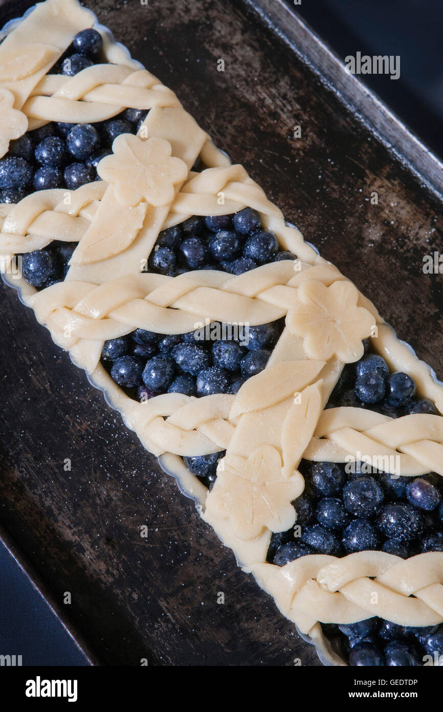 Blueberry Tart Ready for Baking Stock Photo