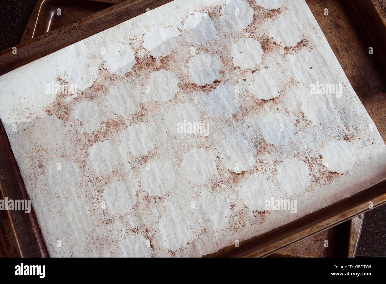 Baking Tray with Sheet of Wax Paper Stock Photo Alamy