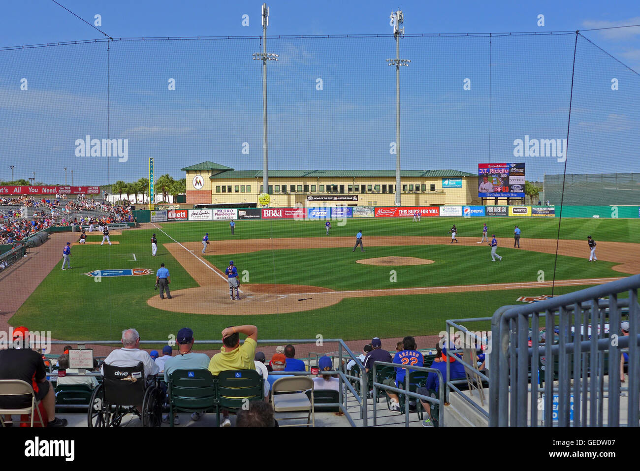 The Mets v Marlins Spring training at the Roger Dean stadium in Albacoa Jupiter Florida Stock Photo