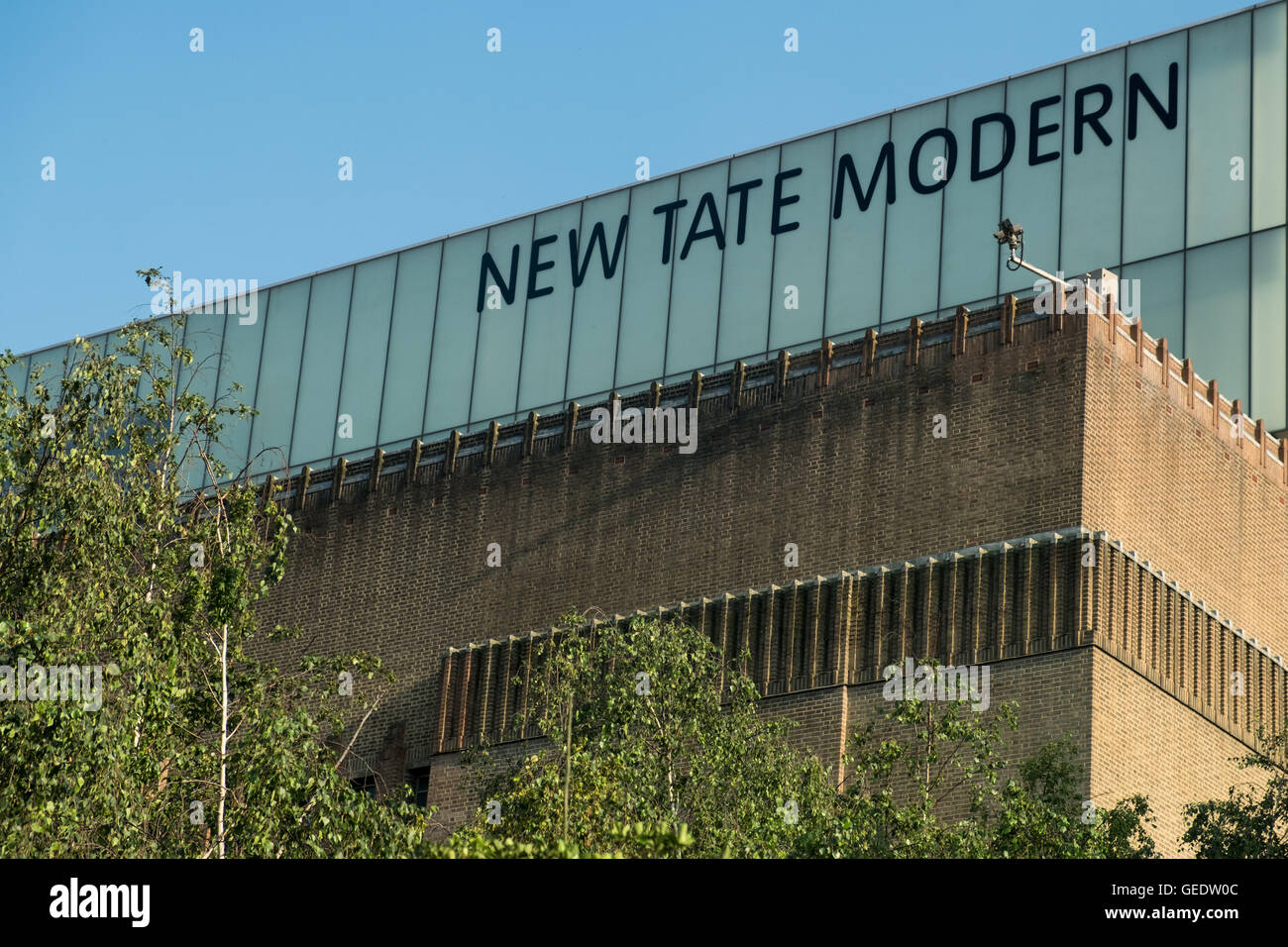 Front of the outside of the New Tate Modern in London. Stock Photo