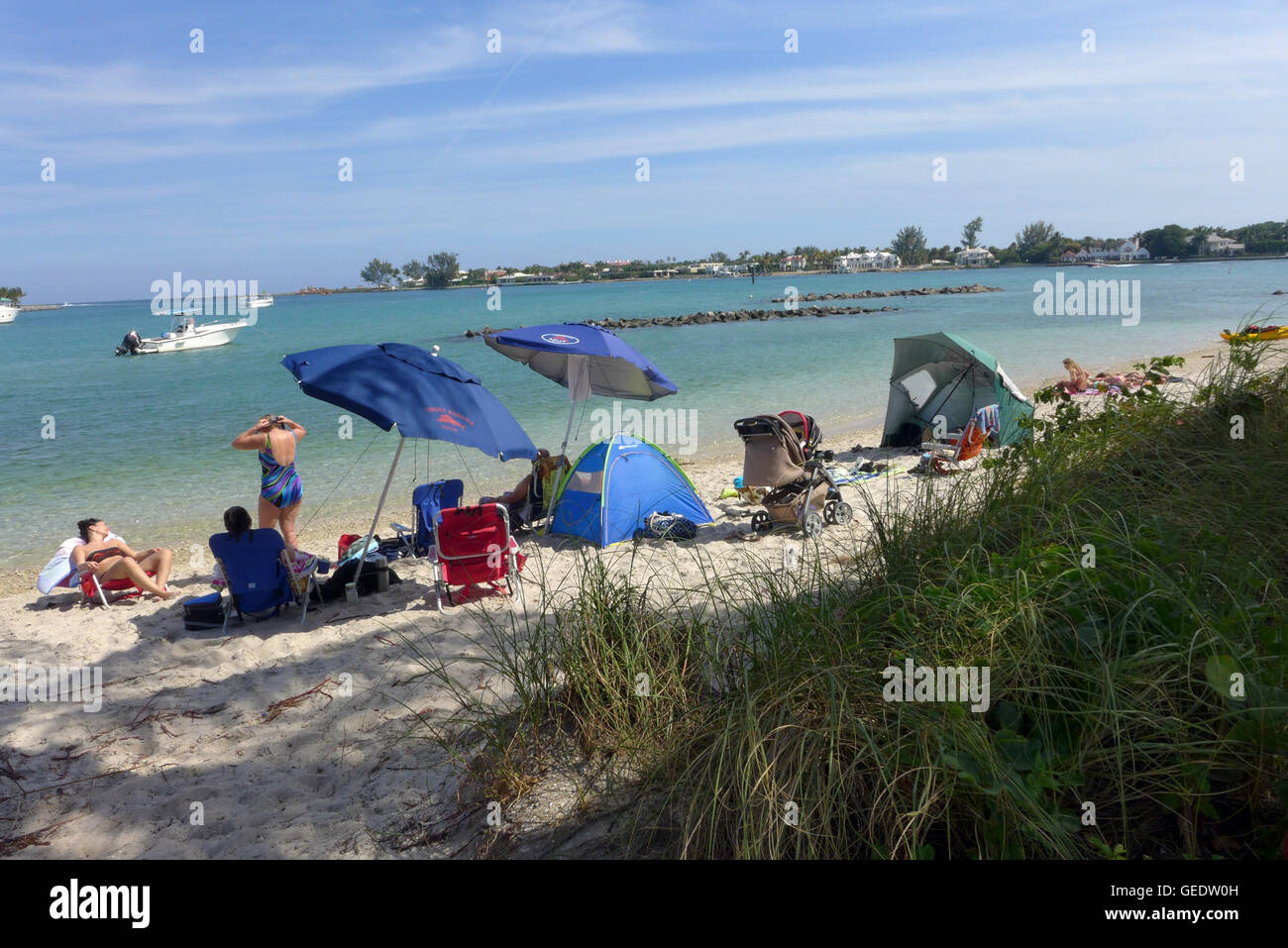 Peanut Island in Palm Beach County South Florida is  a man-made island park and spoil site. Stock Photo