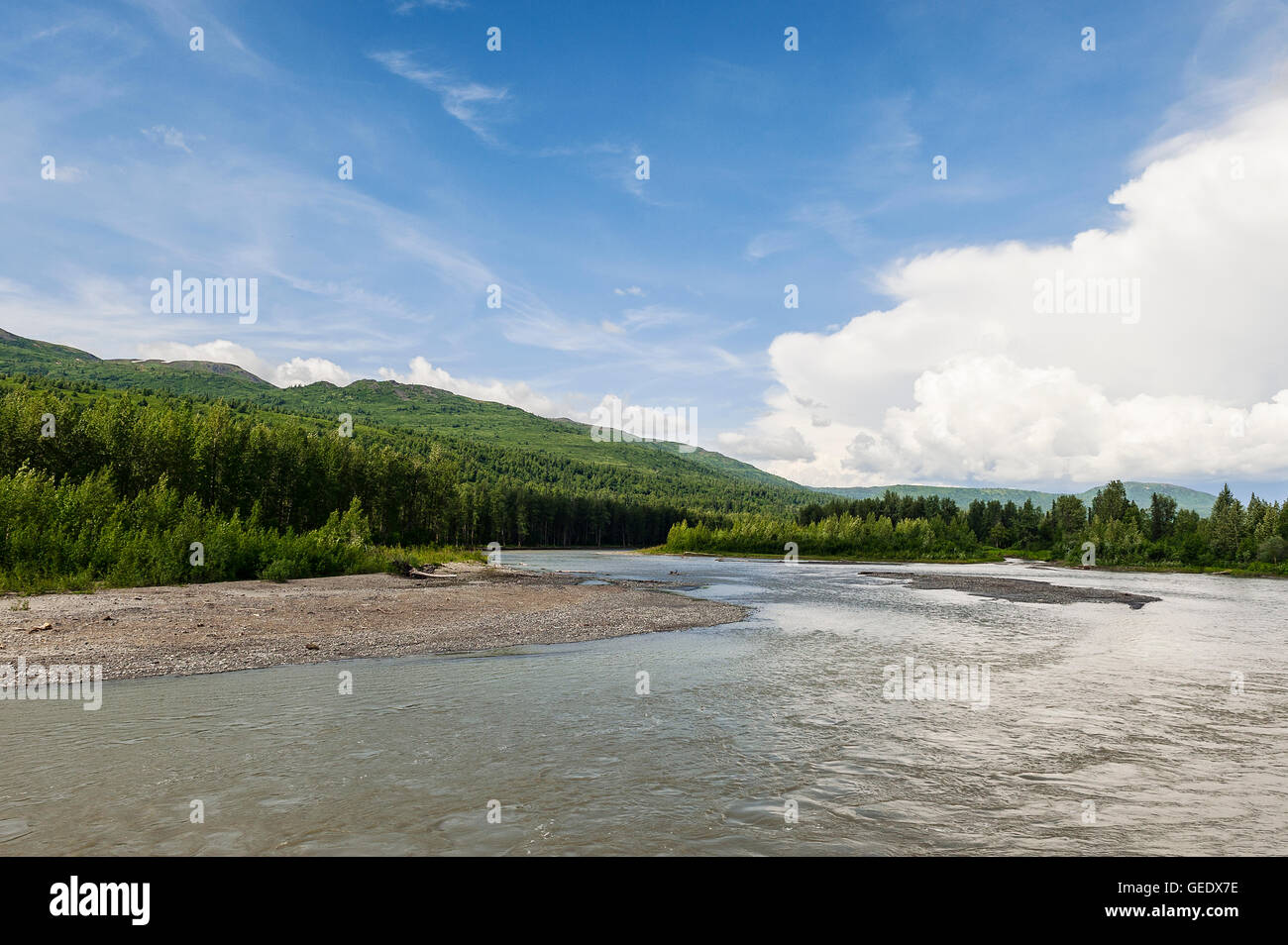 Braided river,  Talkeetna, Alaska, USA Stock Photo