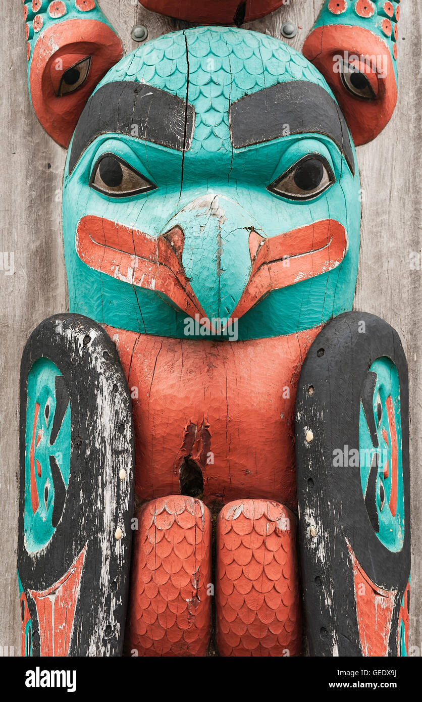 Totem pole detail, Hoonah, Alaska, USA Stock Photo Alamy
