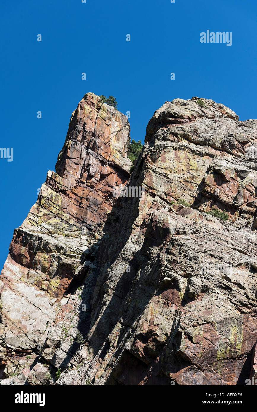 Steep rock formation, Eldorado Canyon State Park, Colorado, USA Stock Photo