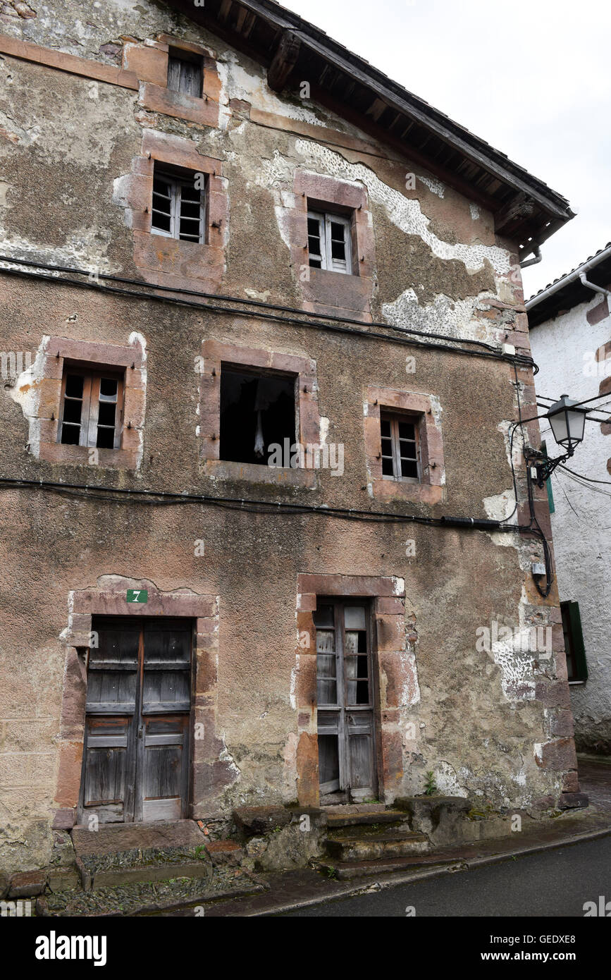 Old derelict house in Etxalar in Navarra Spain Stock Photo