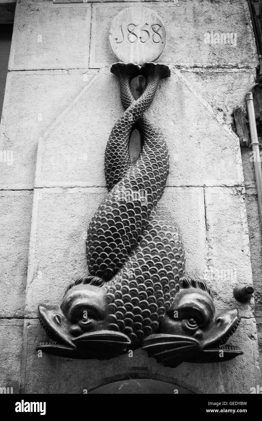 Metal sculpture in a Gerona street, Spain Stock Photo