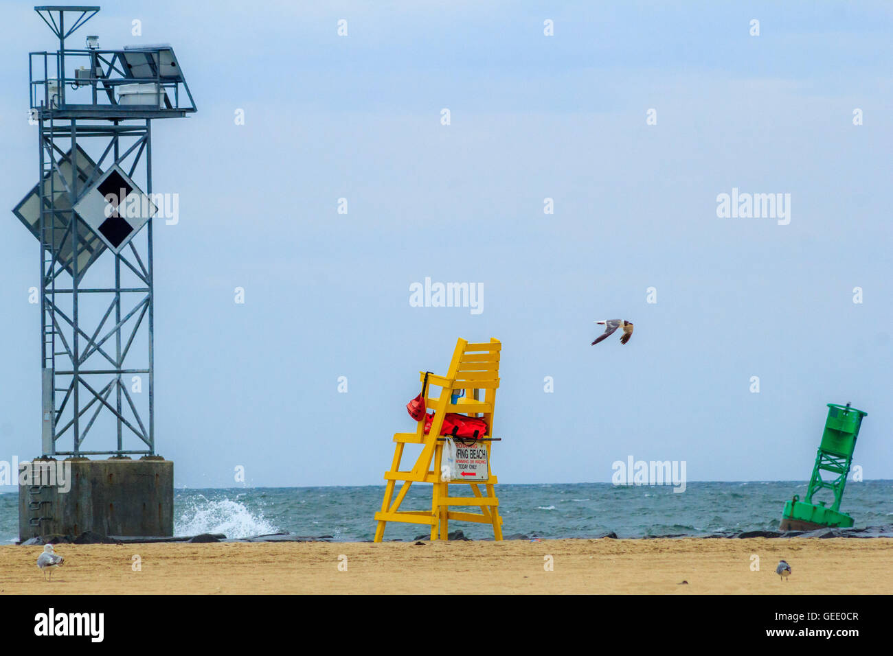 Ocean City Lifegaurd's Stand, unattended, near the inlet. Stock Photo