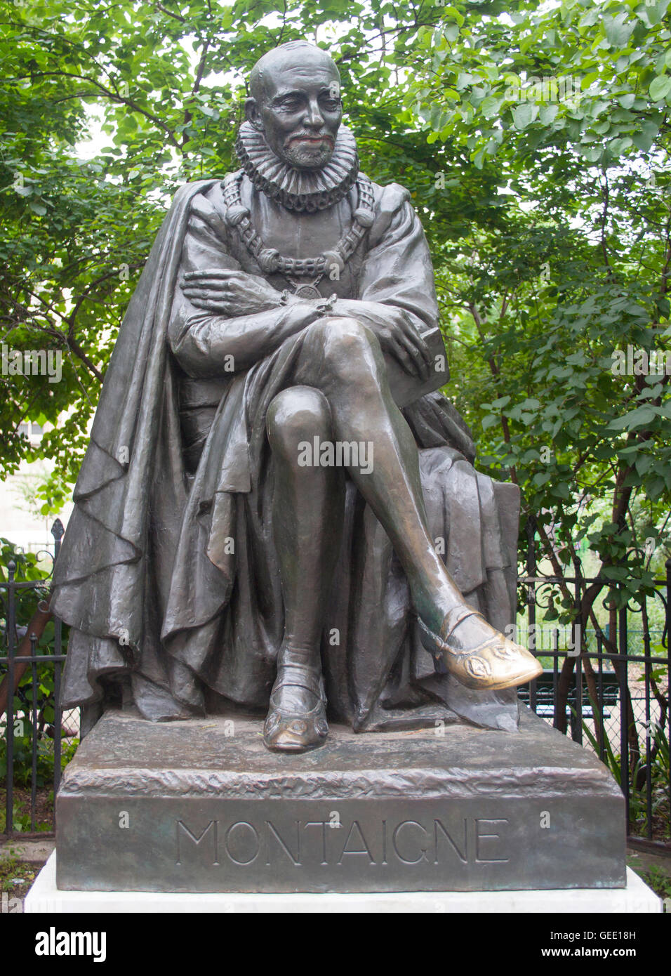 Philosopher Montaigne statue in Paris France Stock Photo