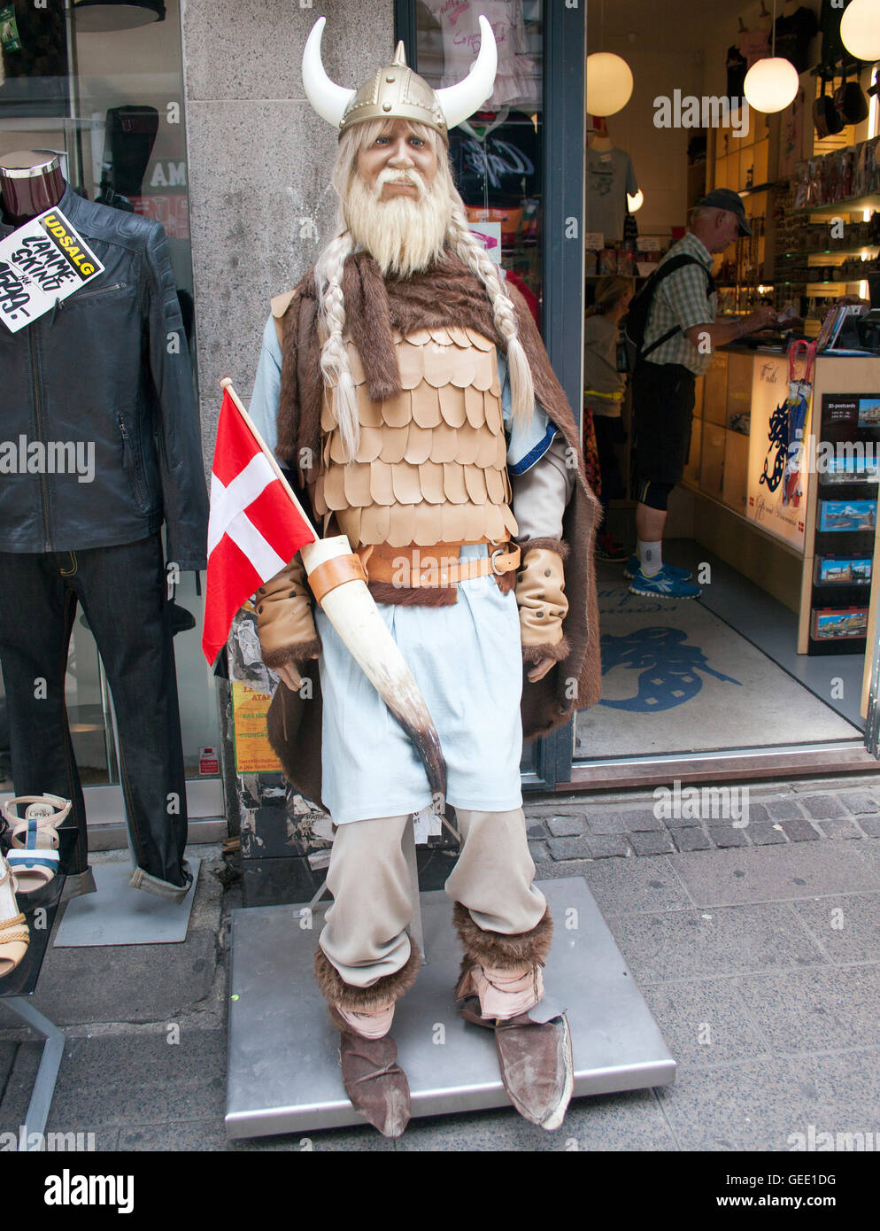 Viking statue outside a store in Copenhagen Denmark Stock Photo