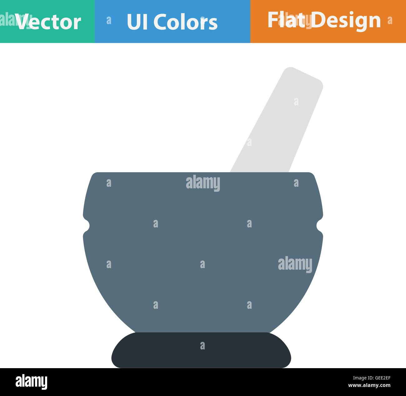 Mortar and pestel icon. Flat color design. Vector illustration. Stock Vector