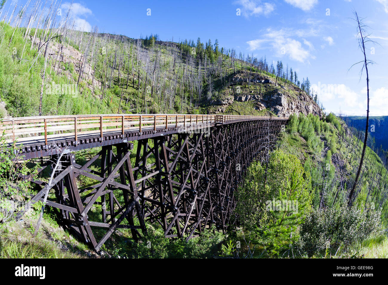Originally one of 19 wooden railway trestles built in the early 1900s in Myra Canyon, BC, the