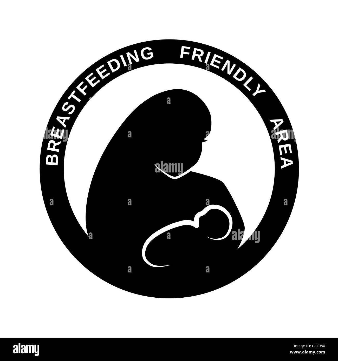 Silhouette of a mother breastfeeding her baby. Breastfeeding friendly area sign. Isolated illustration. Vector. Stock Vector