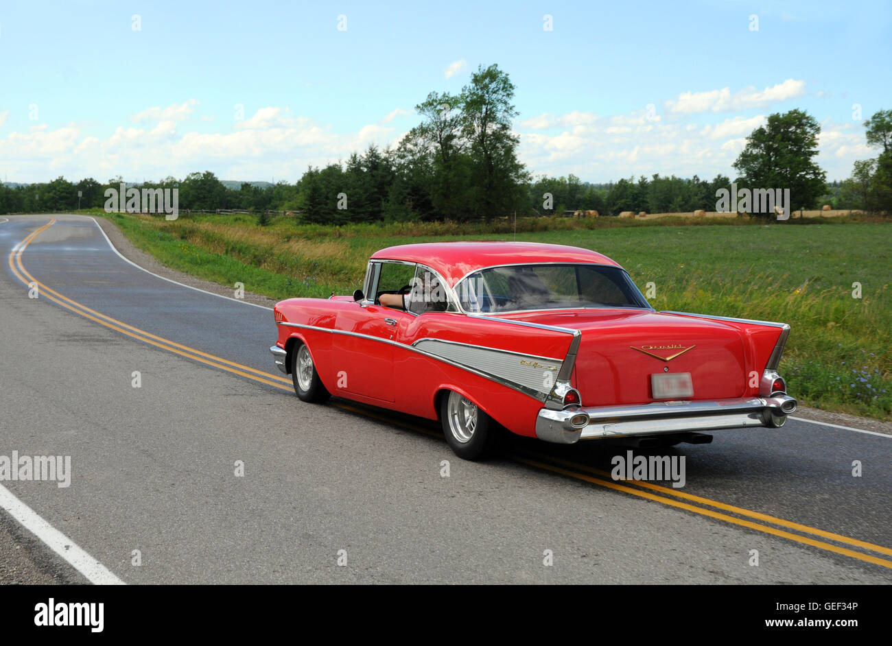 Chevrolet bel air on the road Stock Photo