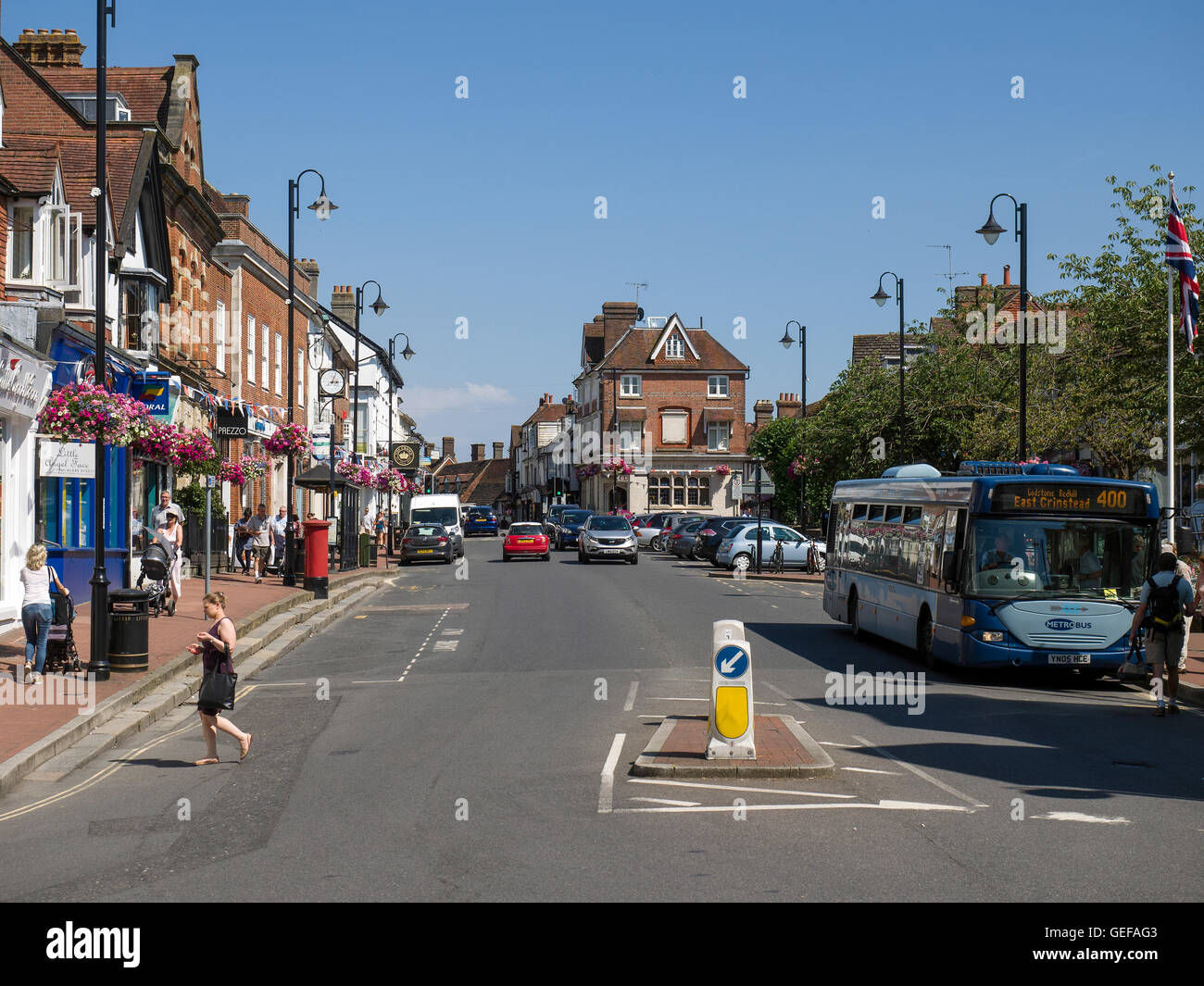 View of the High Street in East Grinstead Stock Photo