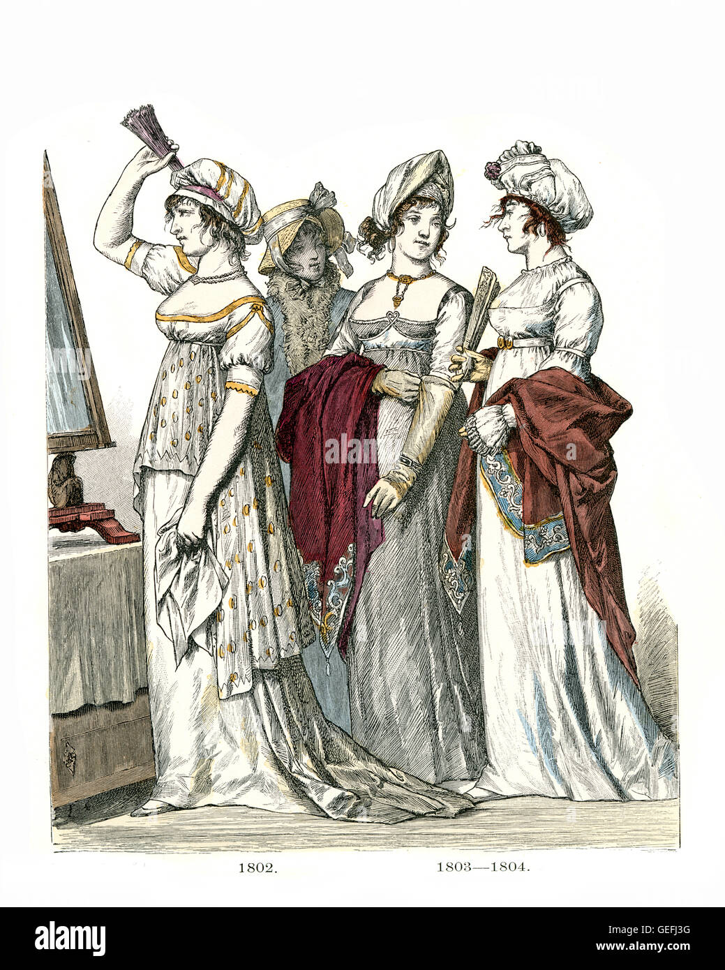 Women's fashions at the start of the 19th century Stock Photo