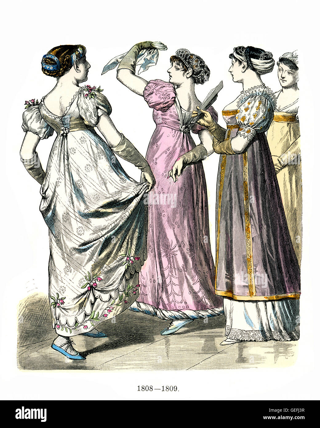 Women's fashions at the start of the 19th century Stock Photo