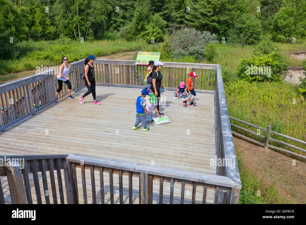 Children playing,hiking and having fun in a outdoor nature park on