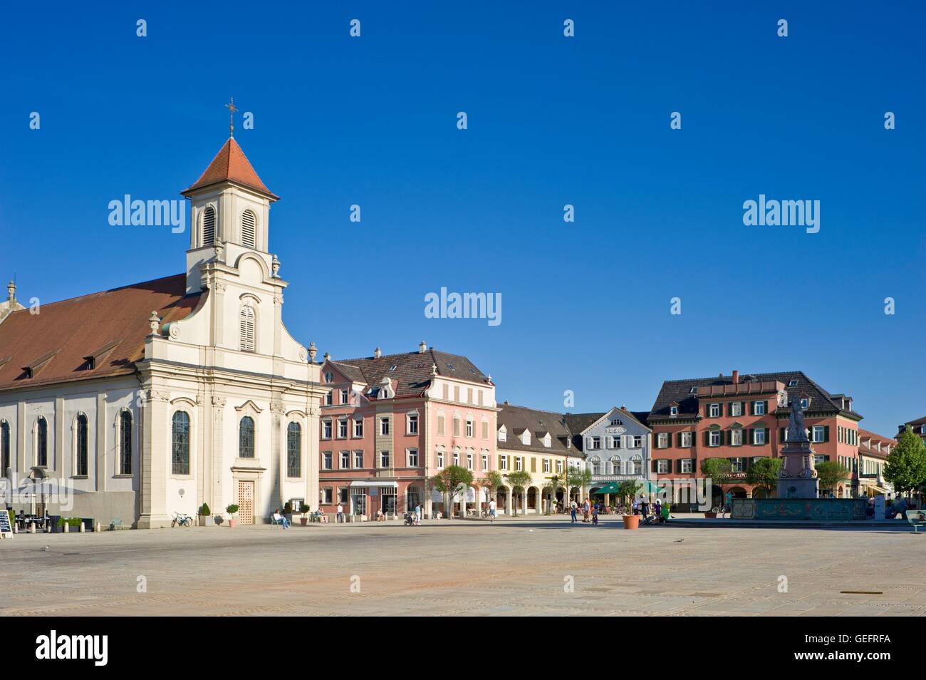 Marketplace with Catholic parish church, Ludwigsburg Stock Photo