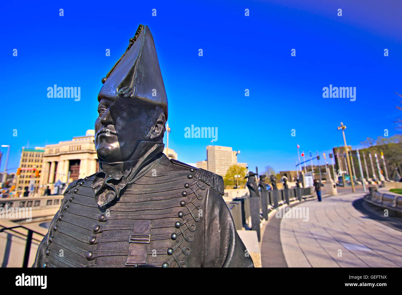 geography,travel,Canada,Ontario,Ottawa,Valiants Memorial. Statue Lieutenant Colonel Charles Michael d'Irumberry de Stock Photo