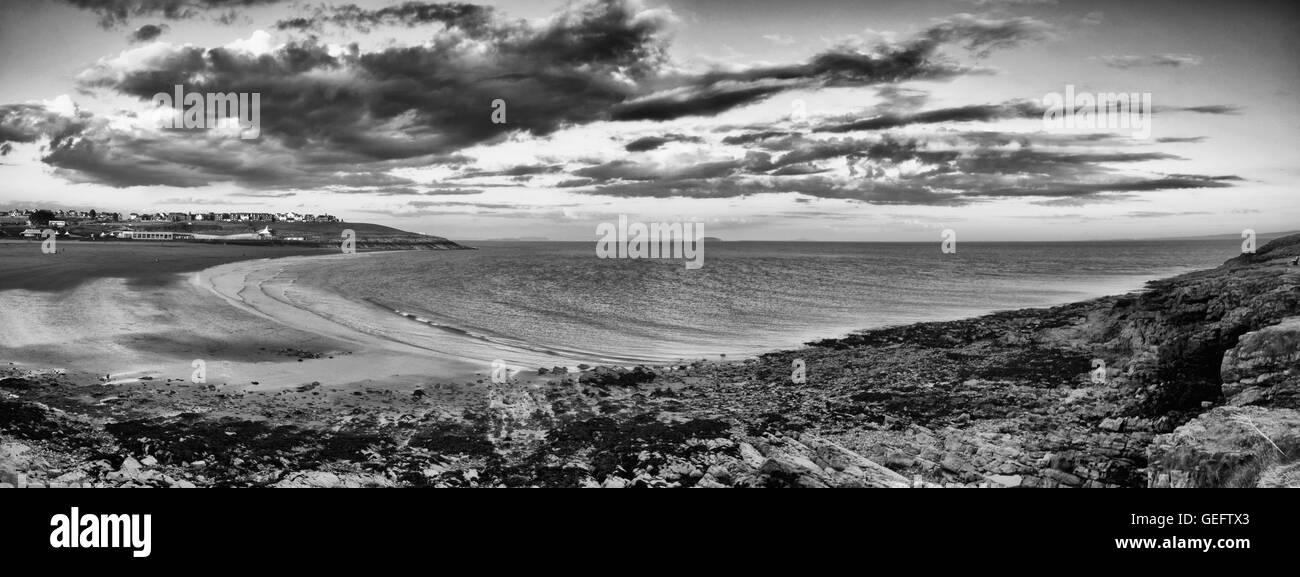 barry island, coastal landscape, panorama, drama clouds, barry island, wales, seaside, holiday, vacation, resort, beach, summer Stock Photo