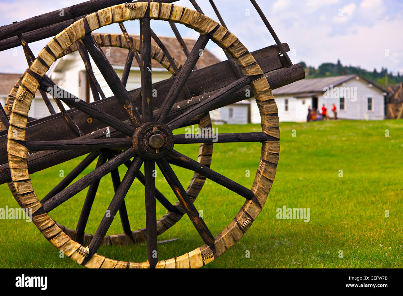 geography,travel,Canada,Saskatchewan,Spoked wheels a Red River cart