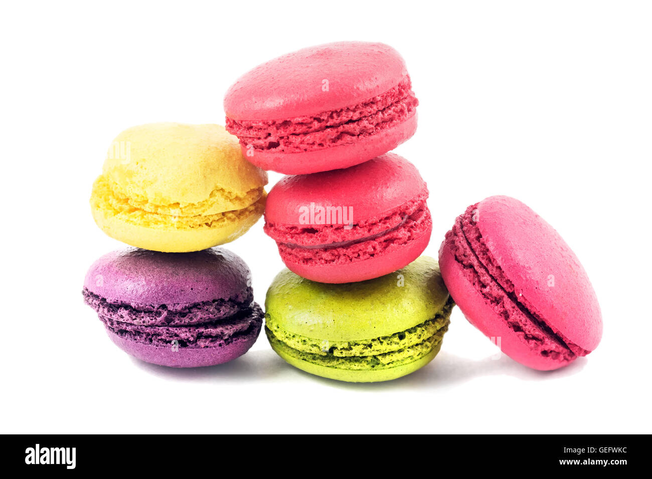 Colored cakes macaroon on white background isolated Stock Photo