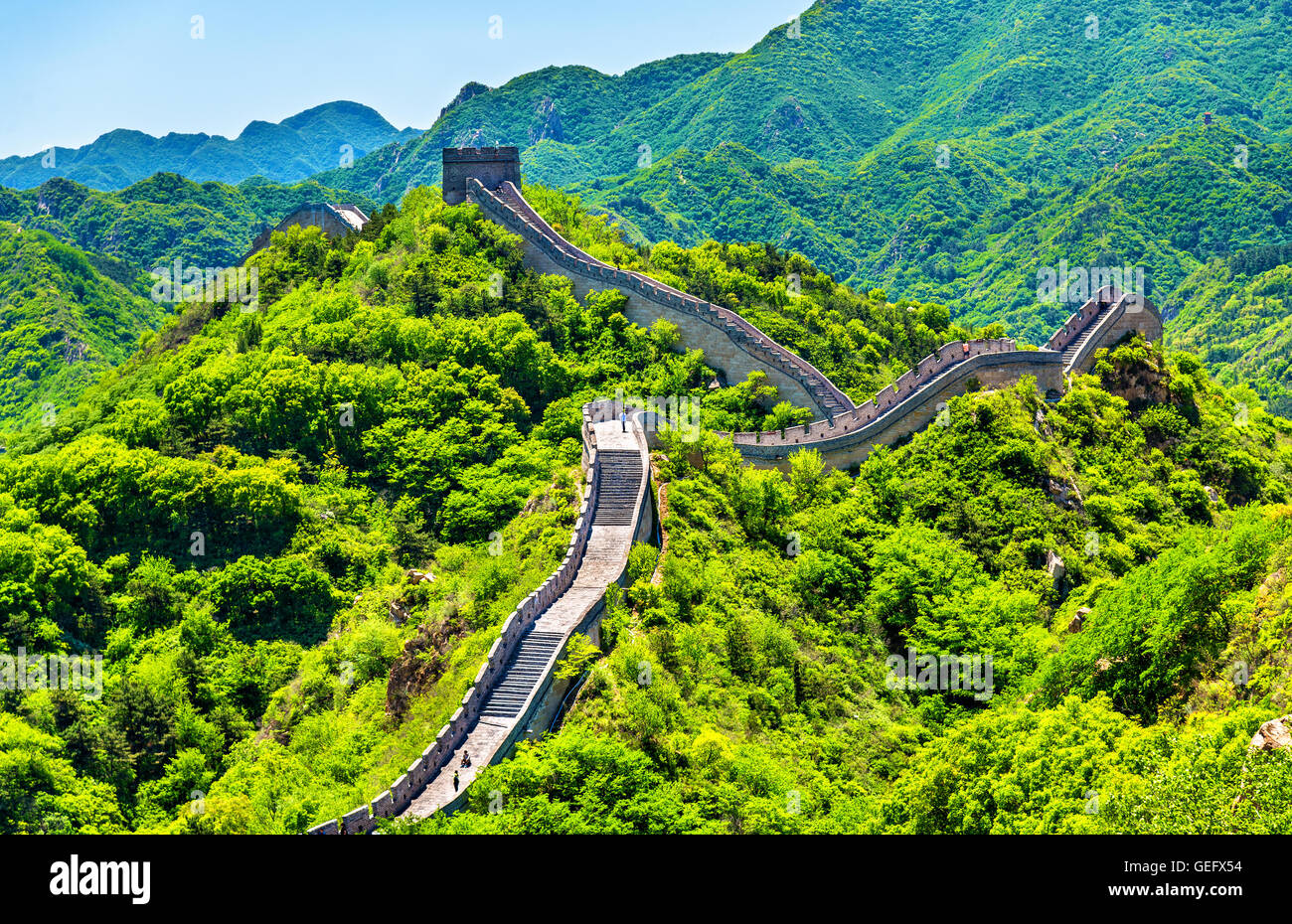 View of the Great Wall at Badaling - China Stock Photo