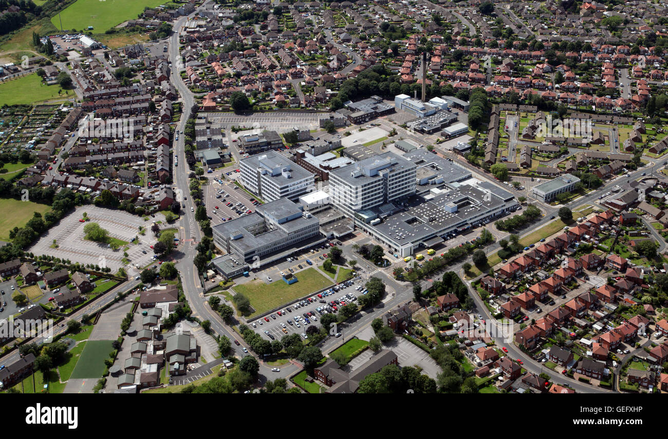 aerial view of Barnsley Hospital, South Yorkshire, UK Stock Photo