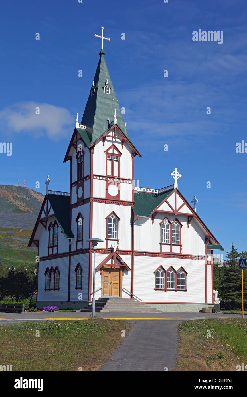 Church of Husavik, Iceland Stock Photo