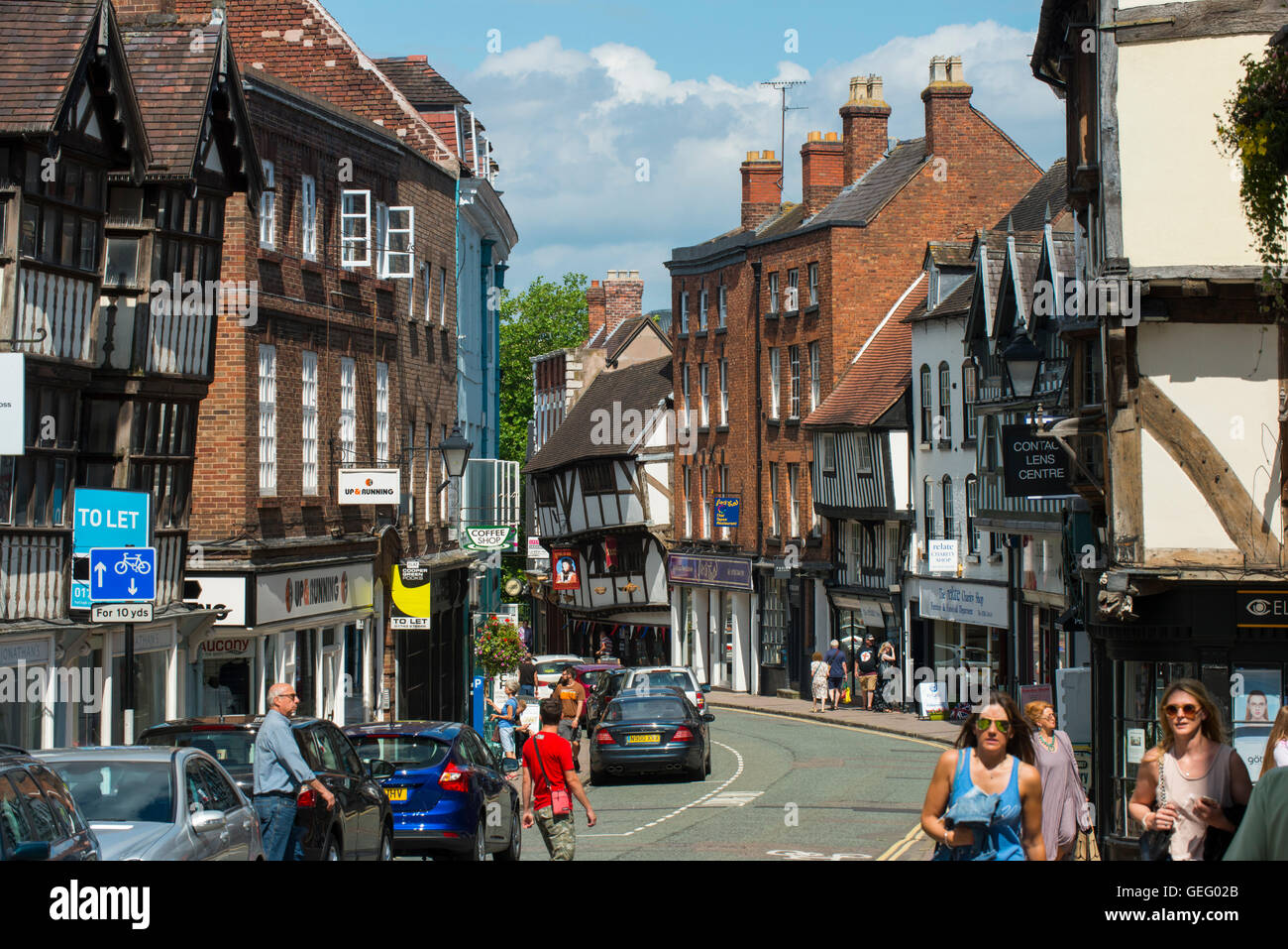 Historic Mardol Street in Shrewsbury, Shropshire, England, UK Stock ...