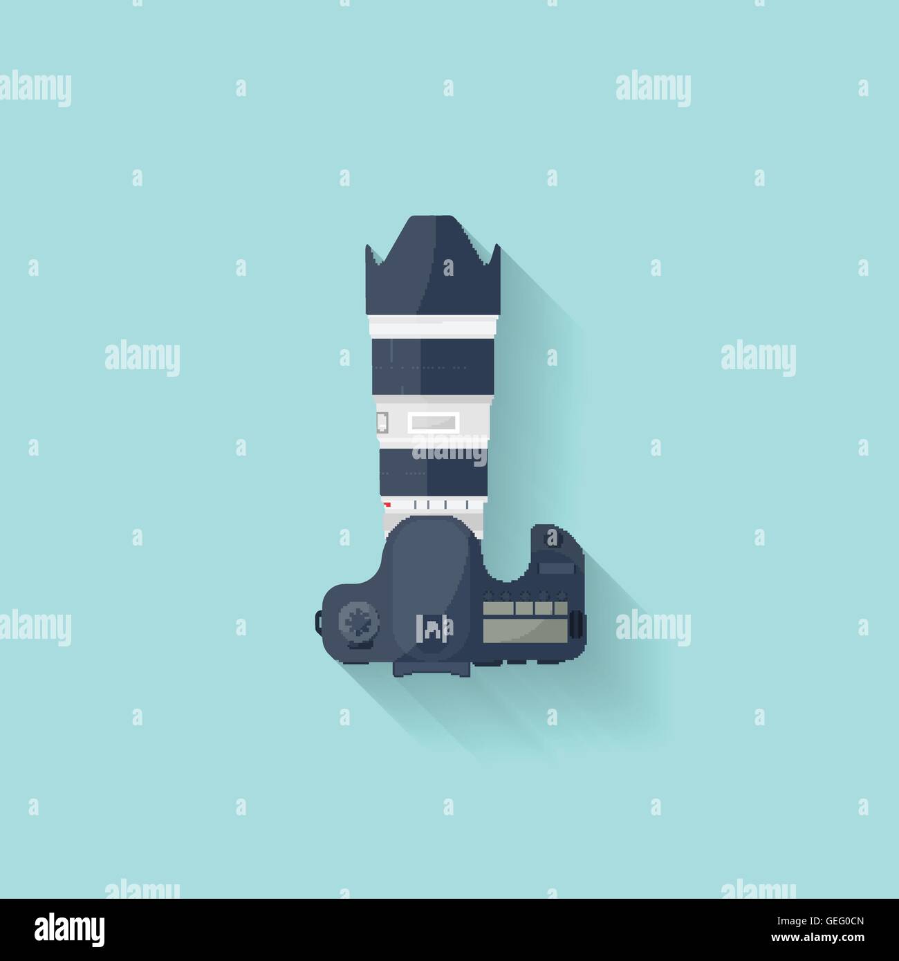 Photography. Photo camera in a flat style with lens. Photoshooting ...