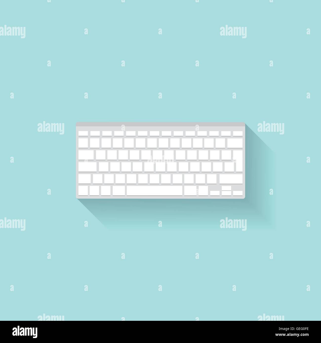 Computier keyboard in a flat style. Typing. Letters and numbers. Vector illustration. Stock Vector