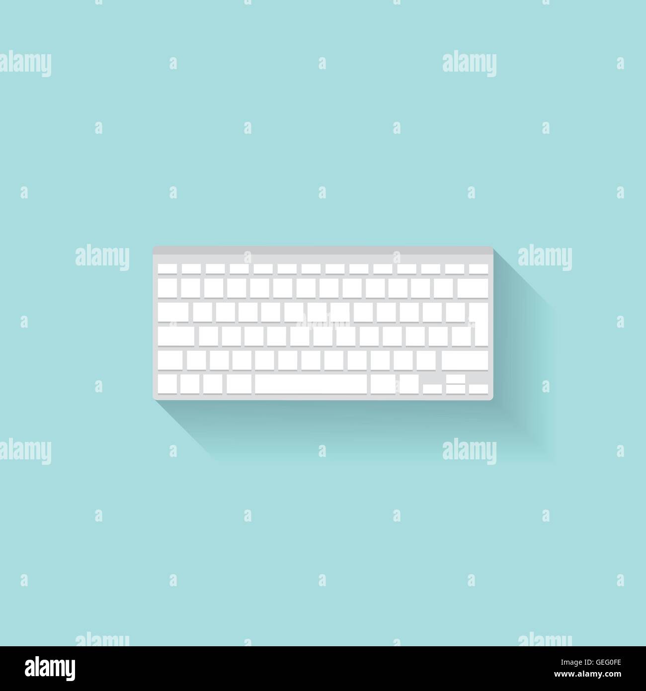 Computier keyboard in a flat style. Typing. Letters and numbers. Vector