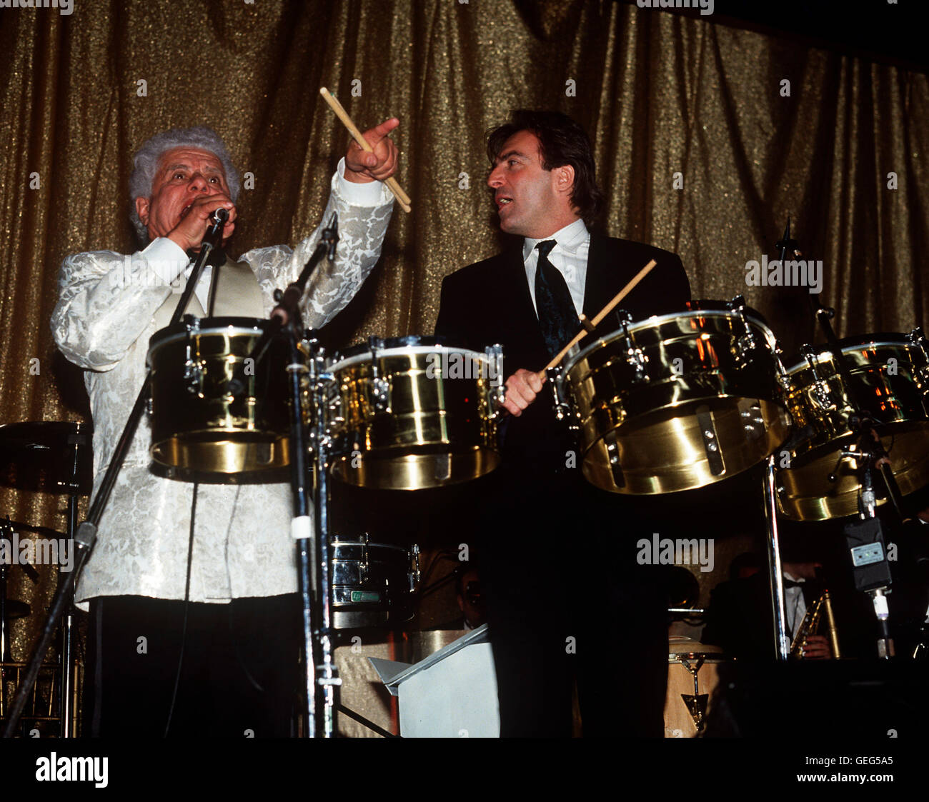 Mambo Kings: Tito Puente and Armand Assante in New York City in the 1980s. © Gary Gershoff  / MediaPunch Stock Photo
