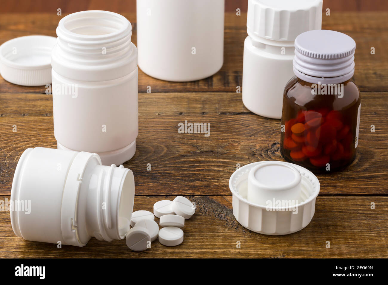 Various medical apothecary pill bottles Stock Photo Alamy